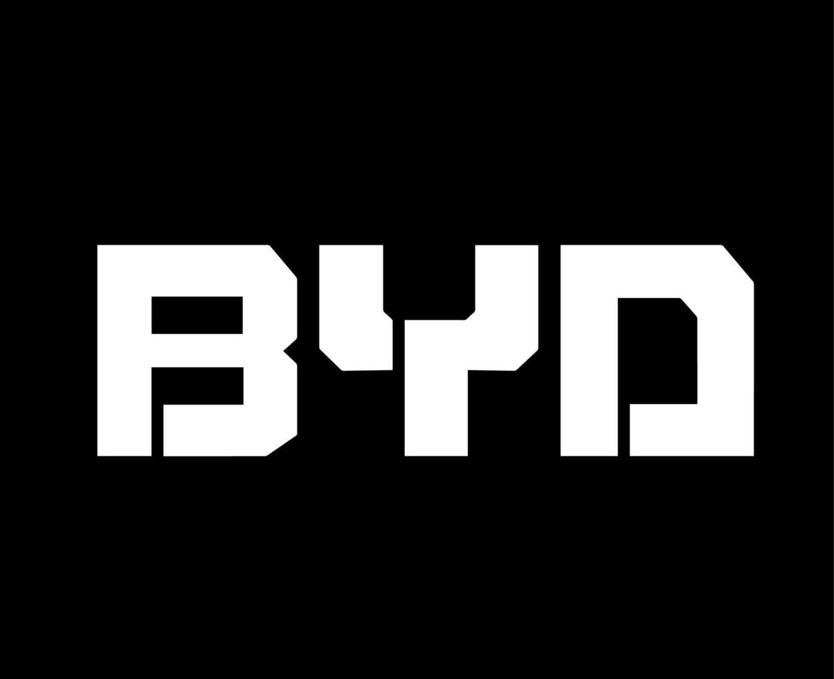 byd varumärke logotyp symbol namn vit design Kina bil bil eco vektor illustration med svart bakgrund