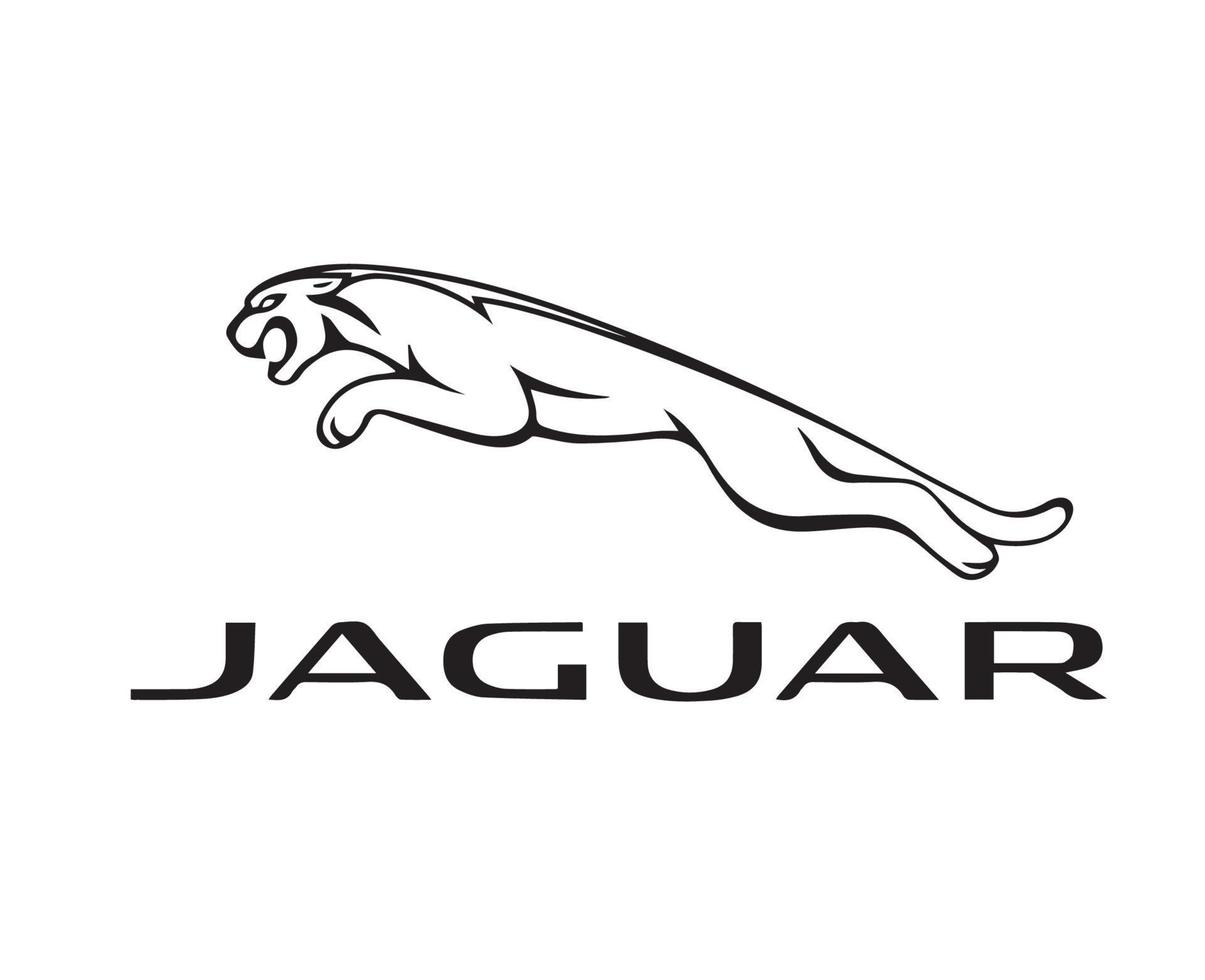 Jaguar Symbol Marke Logo mit Name schwarz Design britisch Auto Automobil Vektor Illustration