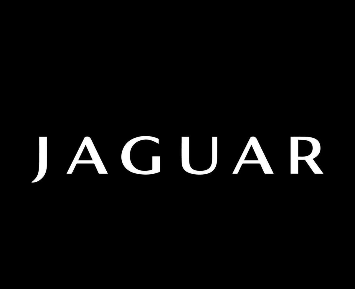 jaguar varumärke logotyp bil symbol namn vit design brittiskt bil vektor illustration med svart bakgrund