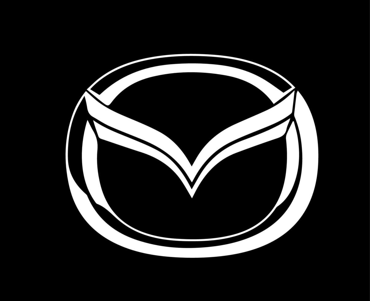 mazda Logo Marke Auto Symbol Weiß Design Japan Automobil Vektor Illustration mit schwarz Hintergrund