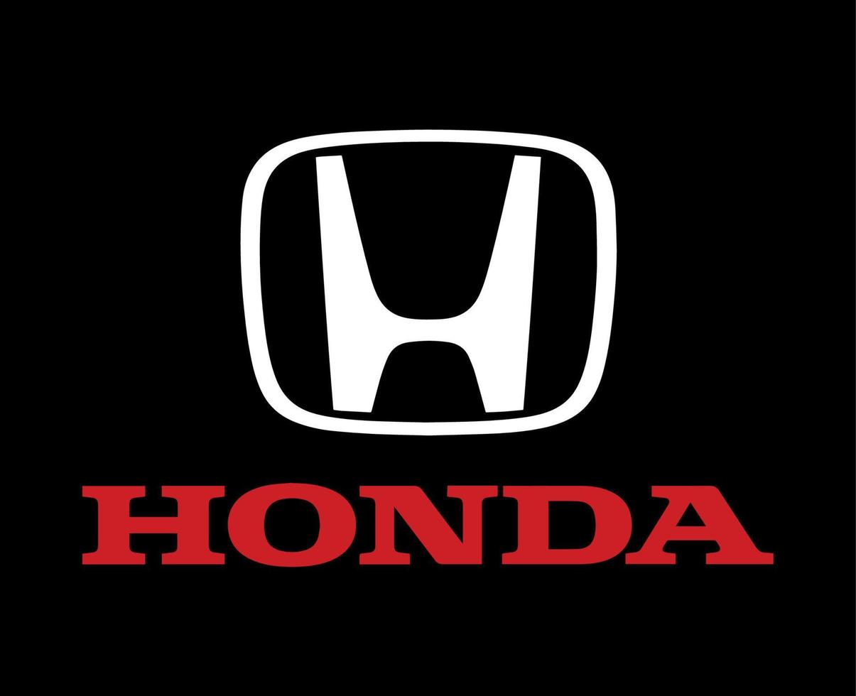 honda Logo Marke Symbol Weiß mit Name rot Design Japan Auto Automobil Vektor Illustration mit schwarz Hintergrund