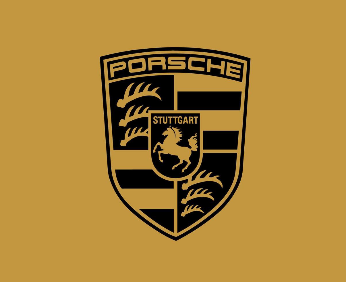 porsche Logo Marke Auto Symbol schwarz Design Deutsche Automobil Vektor Illustration mit Gold Hintergrund