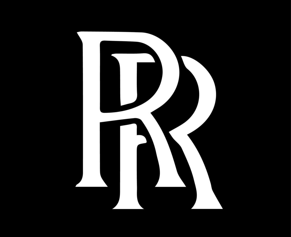 rullar royce varumärke logotyp bil symbol vit design brittiskt bil vektor illustration med svart bakgrund