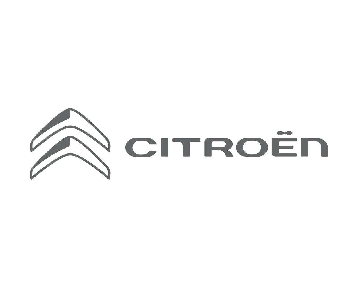 citroen logotyp varumärke symbol med namn grå design franska bil bil vektor illustration