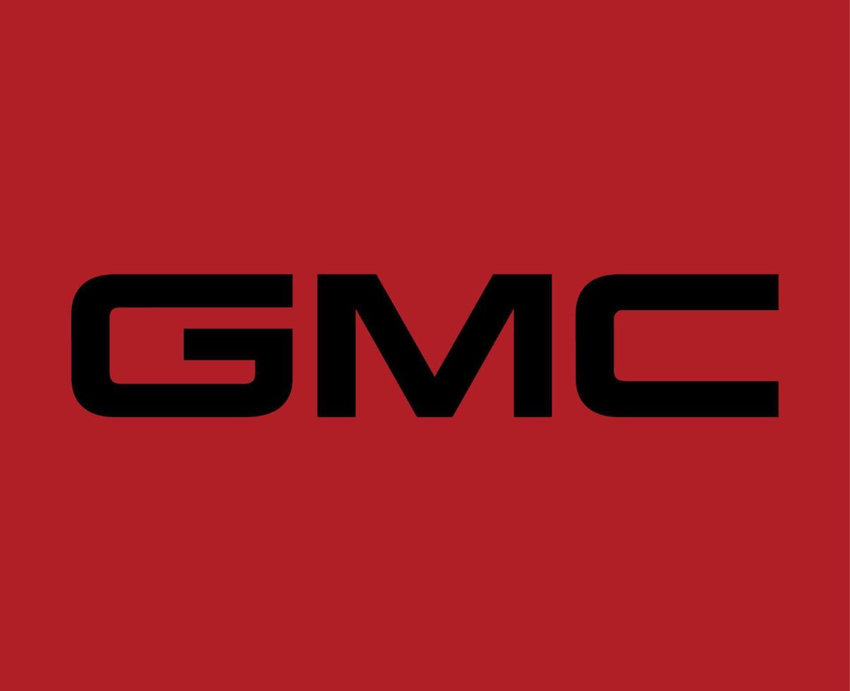 gmc varumärke logotyp symbol namn svart design USA bil bil vektor illustration med röd bakgrund