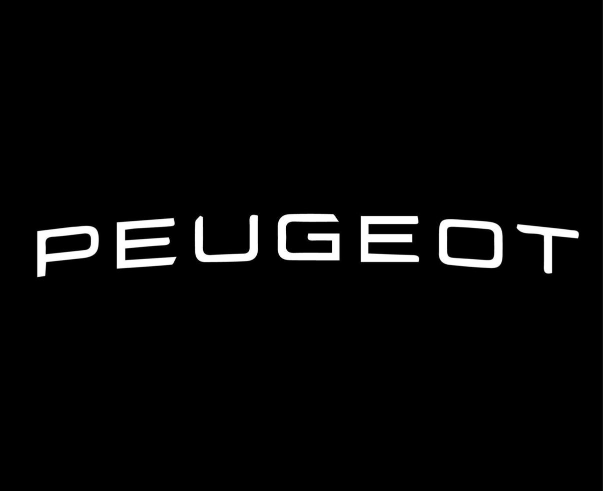 peugeot Marke Logo Auto Symbol Name Weiß Design Französisch Automobil Vektor Illustration mit schwarz Hintergrund