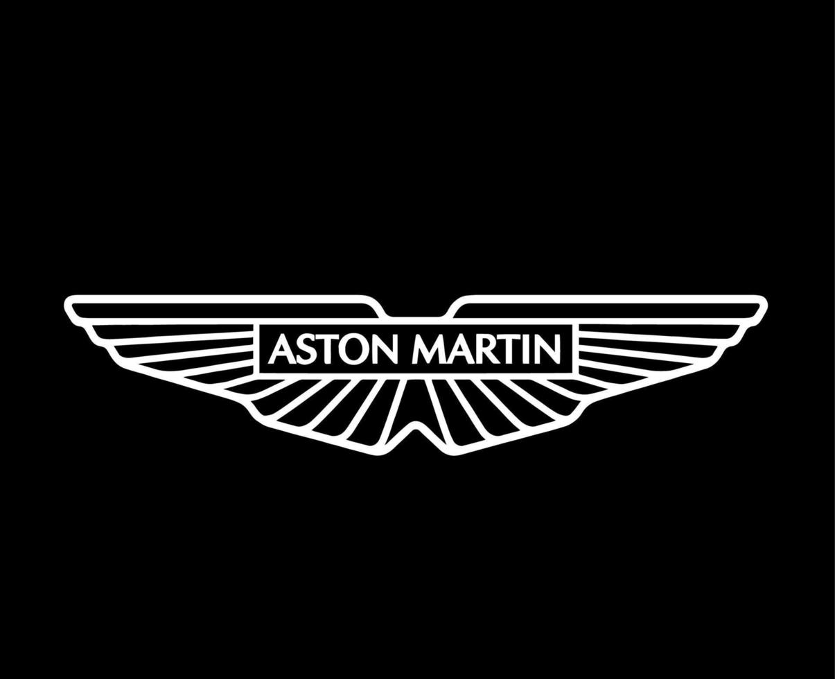 aston Martin varumärke logotyp symbol vit design brittiskt bilar bil vektor illustration med svart bakgrund