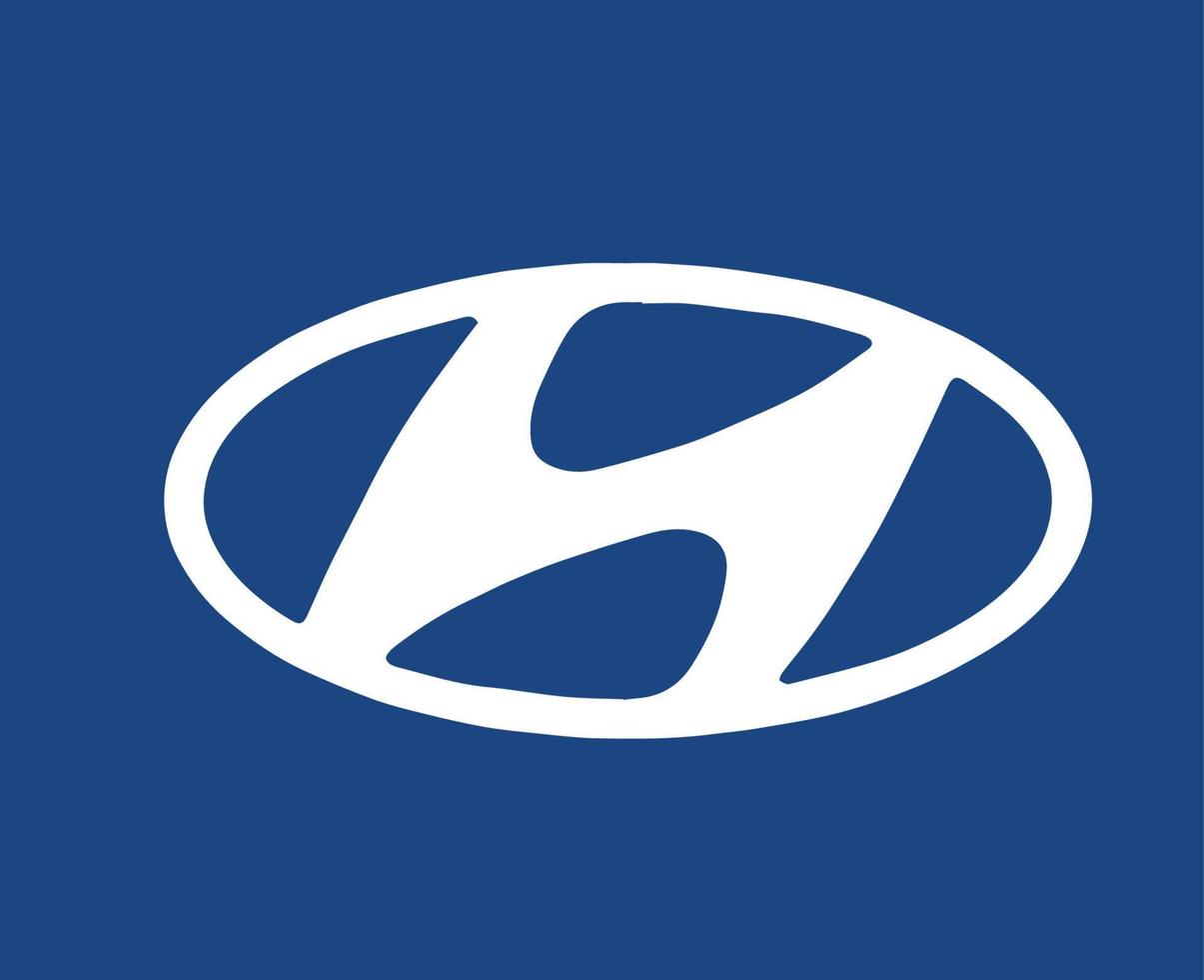 hyundai Marke Logo Auto Symbol Weiß Design Süd Koreanisch Automobil Vektor Illustration mit Blau Hintergrund
