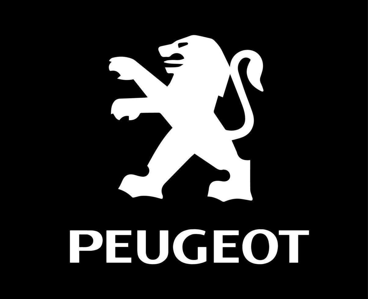 peugeot Marke Logo Symbol mit Name Weiß Design Französisch Auto Automobil Vektor Illustration mit schwarz Hintergrund