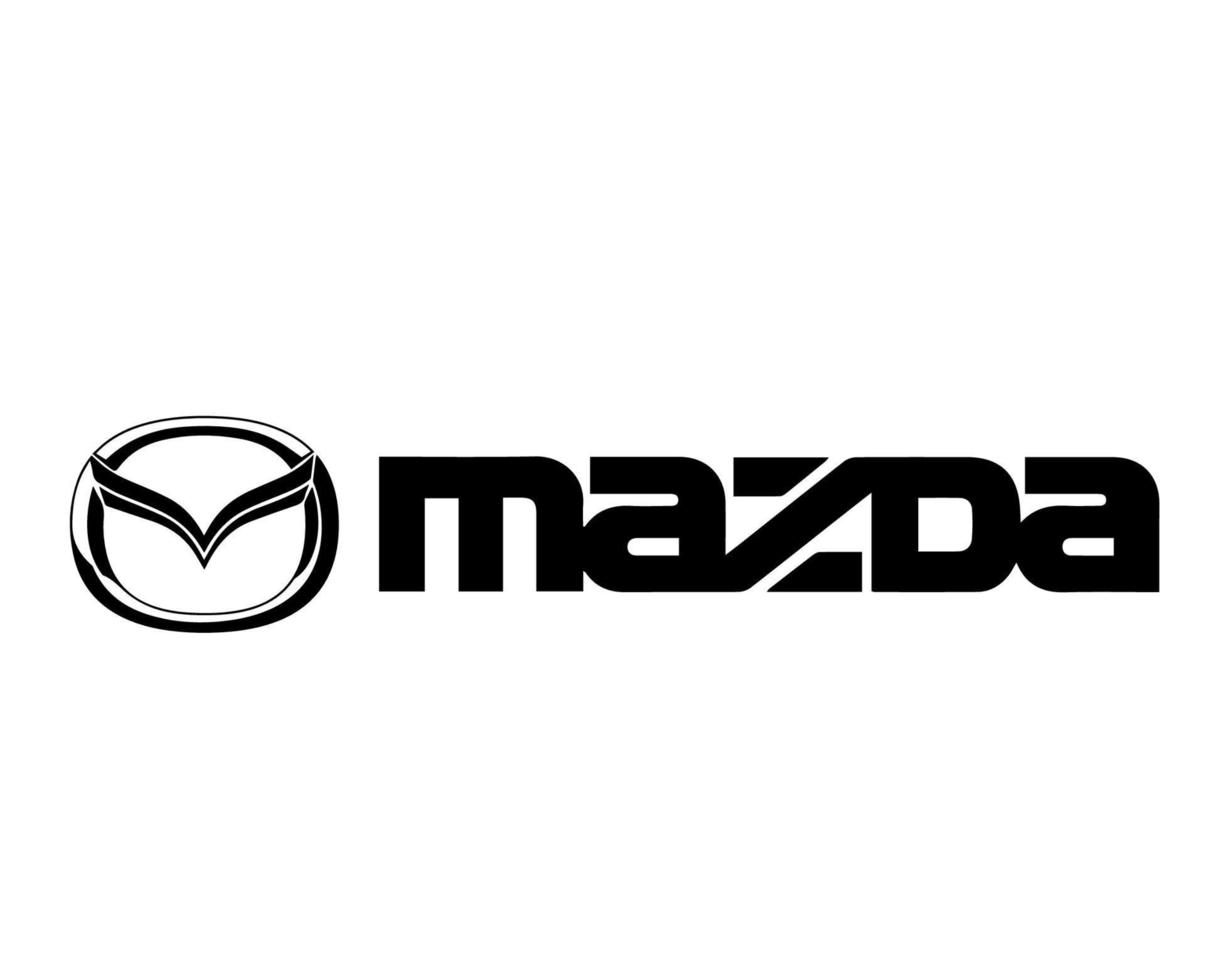 mazda logotyp varumärke bil symbol med namn svart design japan bil vektor illustration