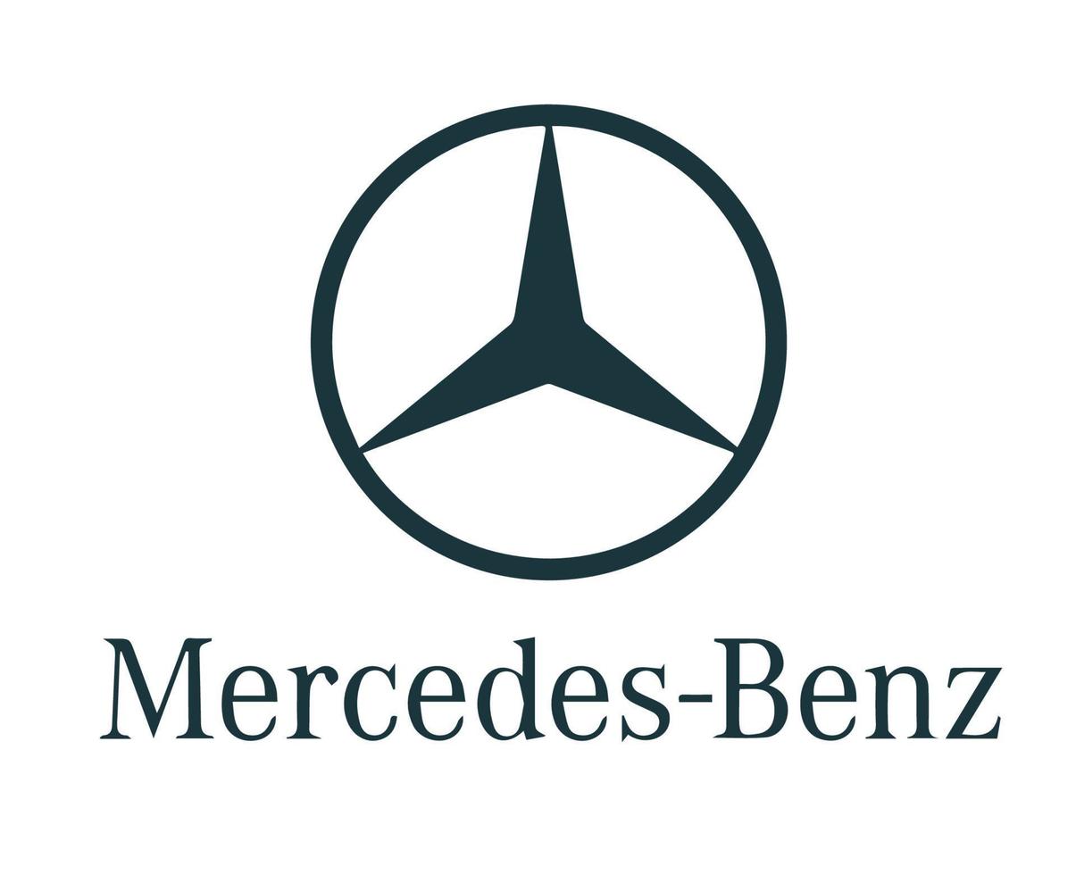 mercedes benz varumärke logotyp symbol med namn design tysk bil bil vektor illustration