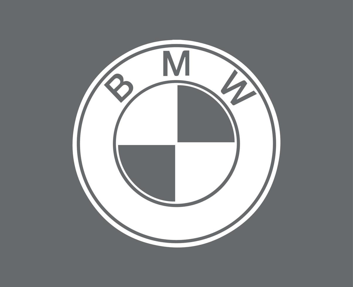 bmw varumärke logotyp bil symbol vit design Tyskland bil vektor illustration med grå bakgrund