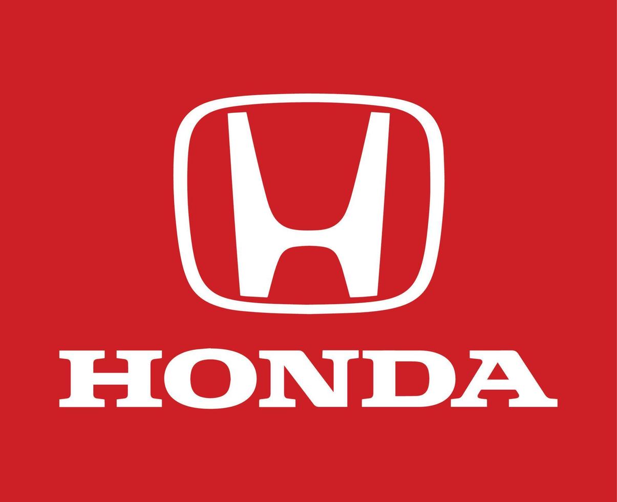 honda logotyp varumärke symbol med namn vit design japan bil bil vektor illustration med röd bakgrund