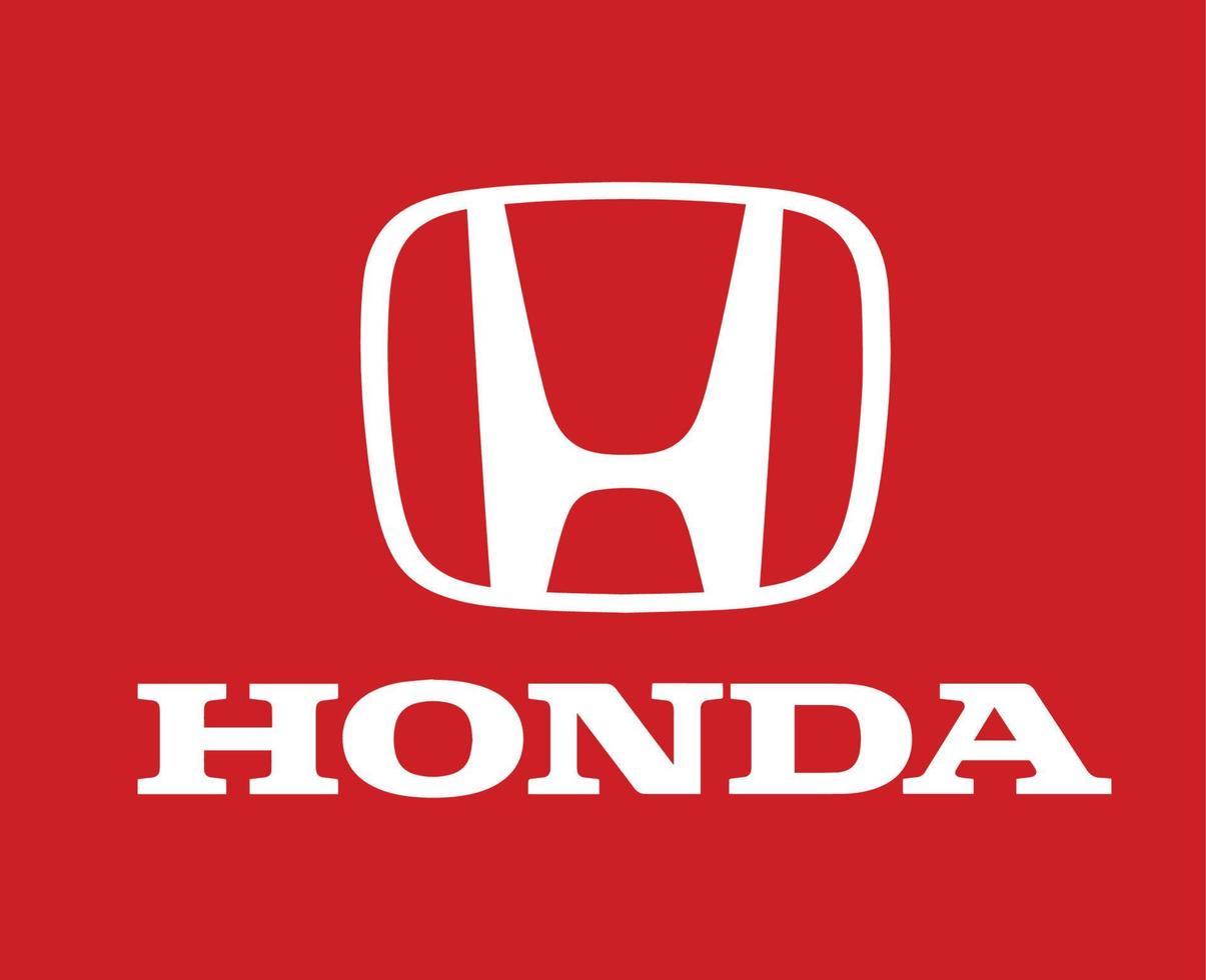 honda Marke Logo Auto Symbol mit Name Weiß Design Japan Automobil Vektor Illustration mit rot Hintergrund