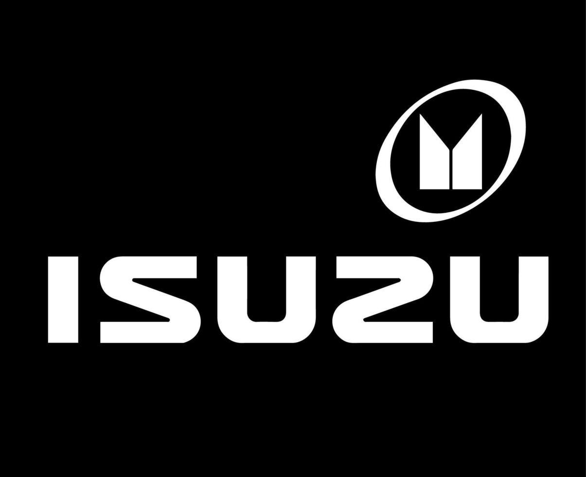 isuzu logotyp varumärke symbol med namn vit design japan bil bil vektor illustration med svart bakgrund