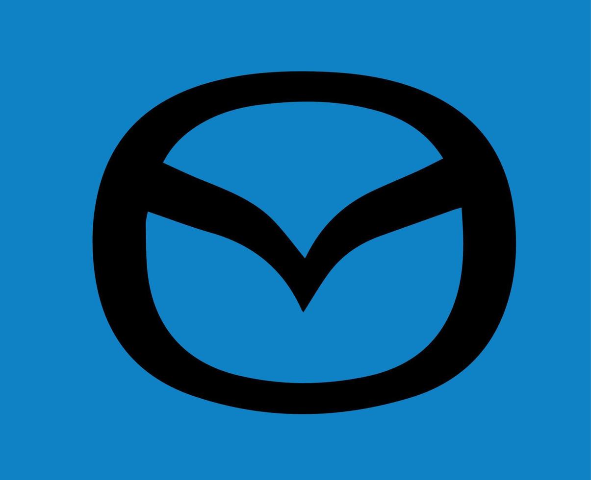 mazda varumärke logotyp bil symbol svart design japan bil vektor illustration med blå bakgrund