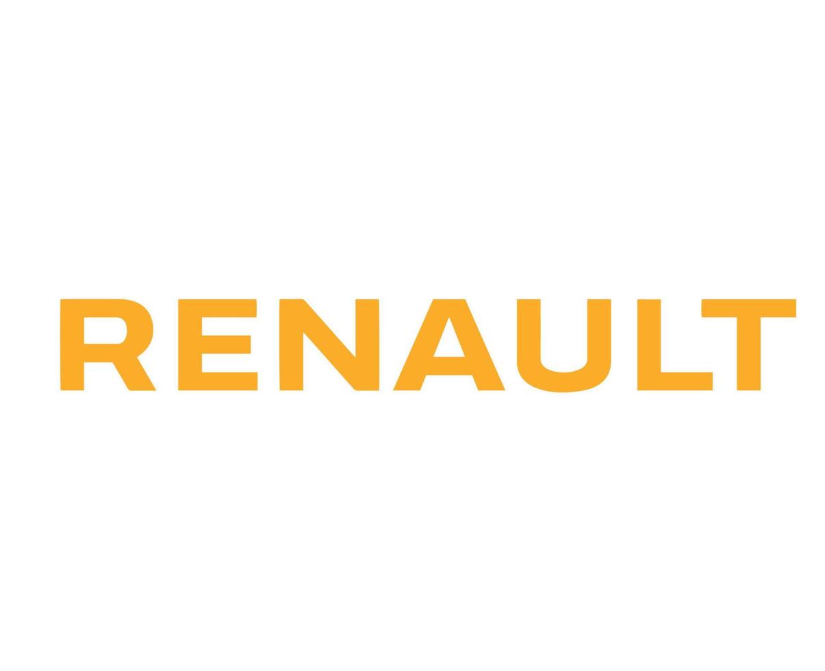 renault Marke Logo Auto Symbol Name Gelb Design Französisch Automobil Vektor Illustration