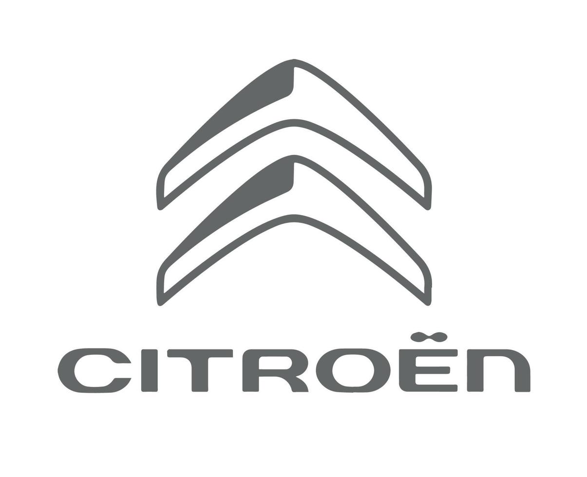 Citroen Symbol Marke Logo grau mit Name Design Französisch Auto Automobil Vektor Illustration