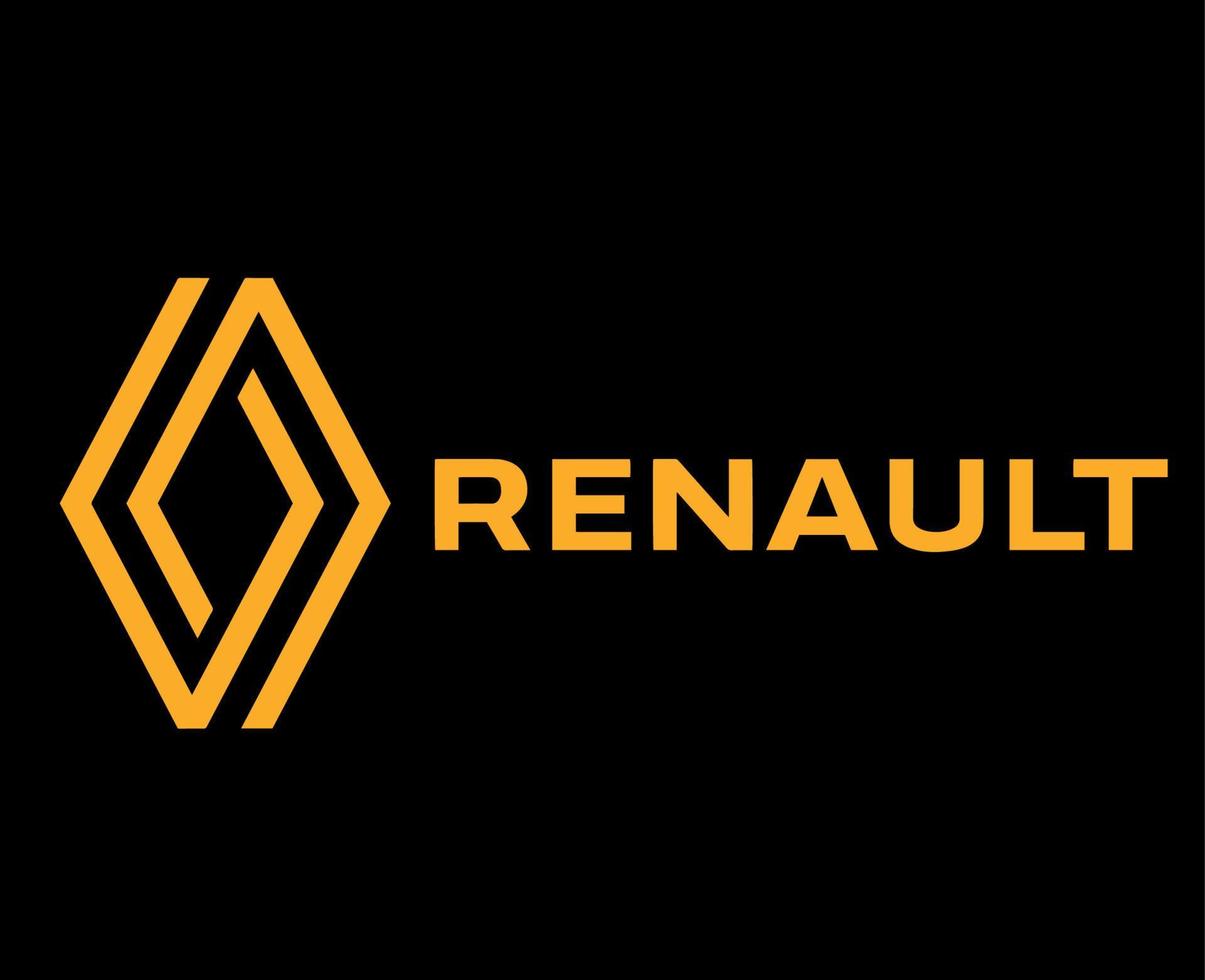 renault symbol varumärke bil logotyp gul design franska bil vektor illustration med svart bakgrund