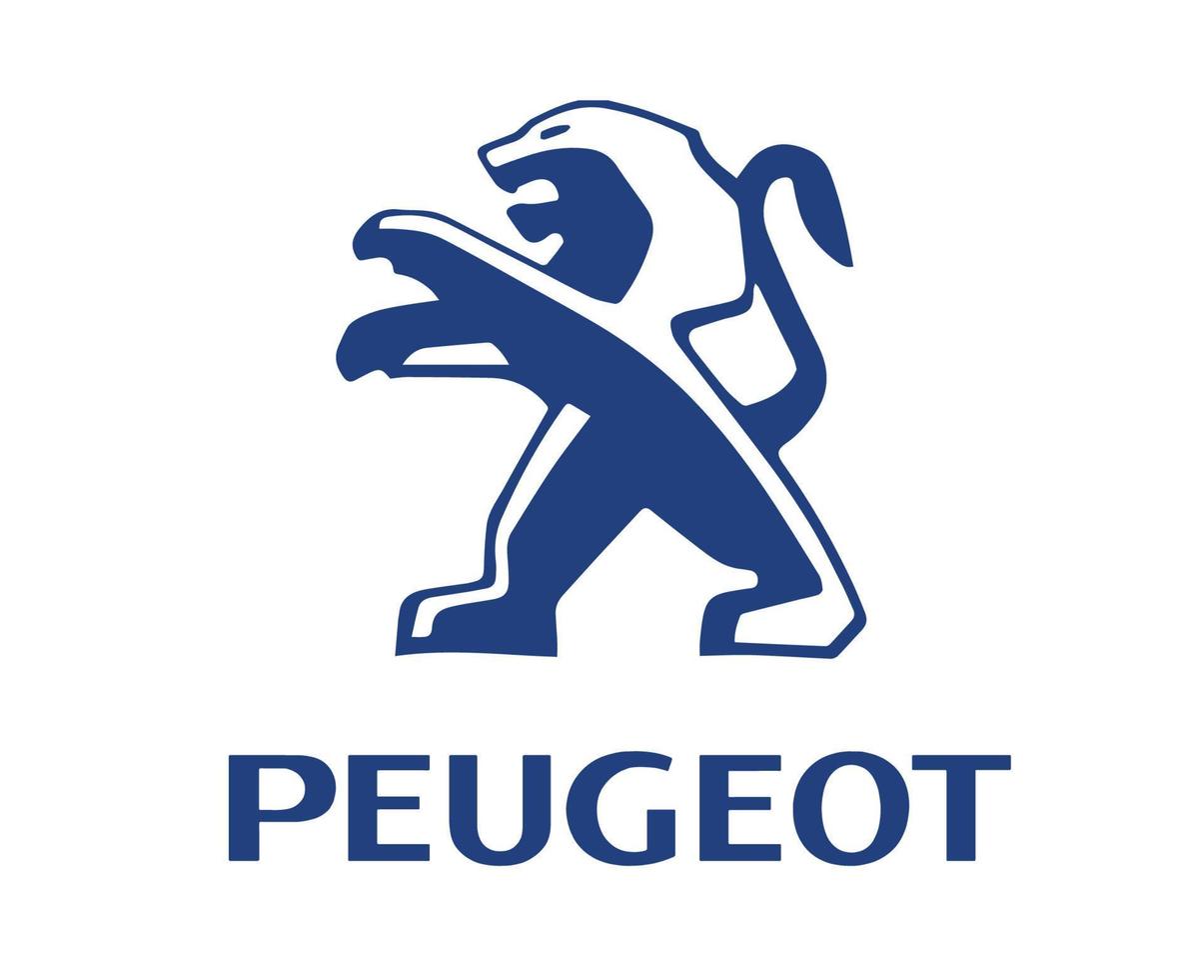 peugeot logotyp varumärke bil symbol med namn blå design franska bil vektor illustration