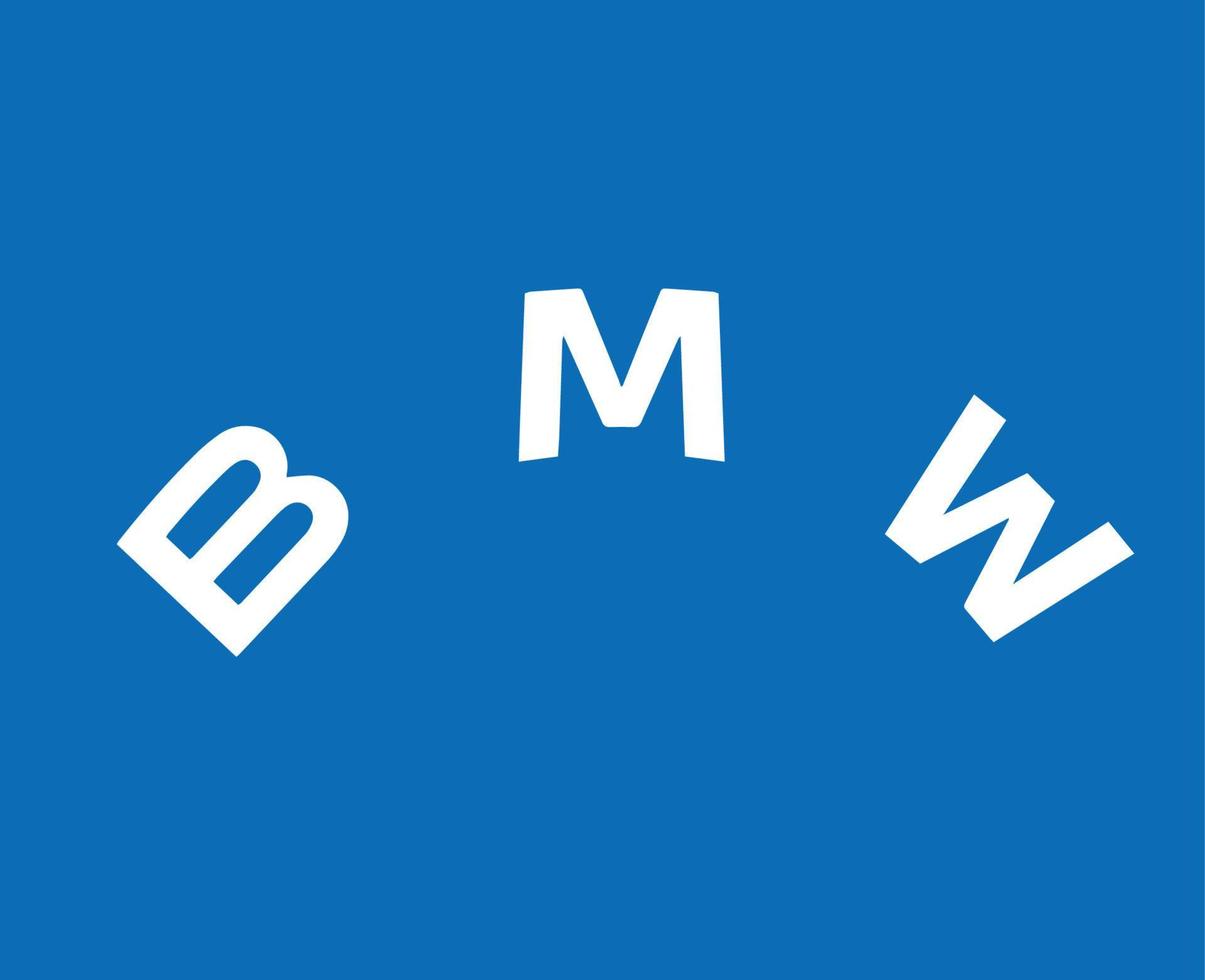 BMW Marke Logo Auto Symbol Name Weiß Design Deutschland Automobil Vektor Illustration mit Blau Hintergrund