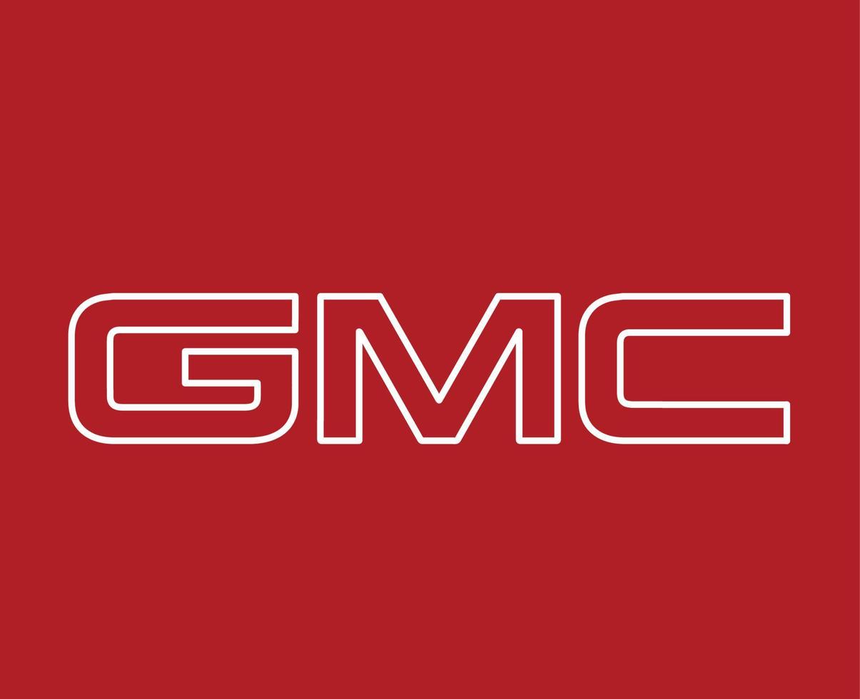 gmc Marke Logo Auto Symbol Name Weiß Design USA Automobil Vektor Illustration mit rot Hintergrund