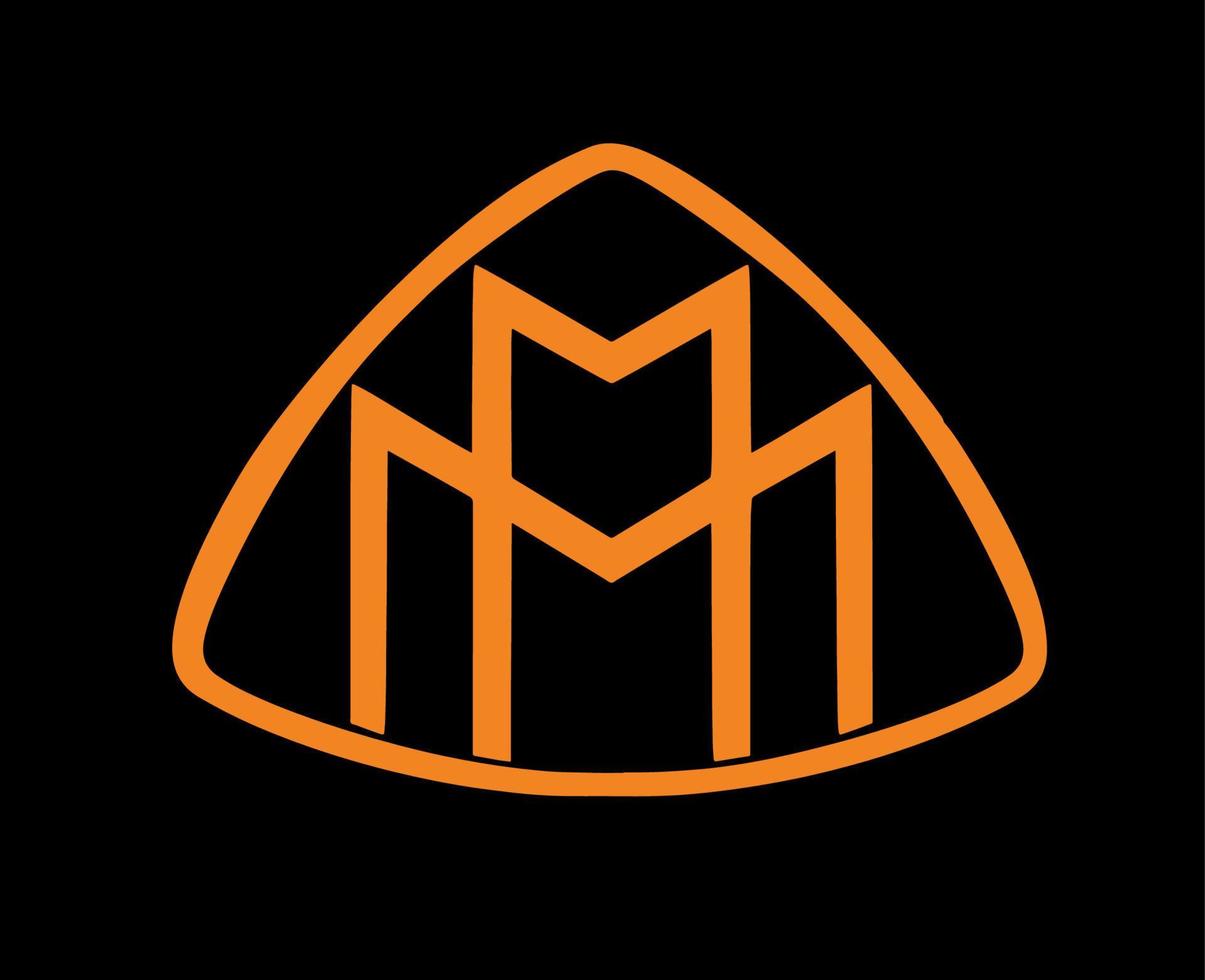 maybach varumärke logotyp bil symbol orange design tysk bil vektor illustration med svart bakgrund