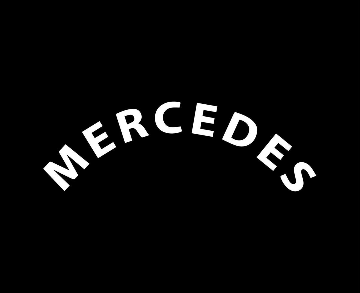 Mercedes Logo Marke Symbol Name Weiß Design Deutsche Auto Automobil Vektor Illustration mit schwarz Hintergrund