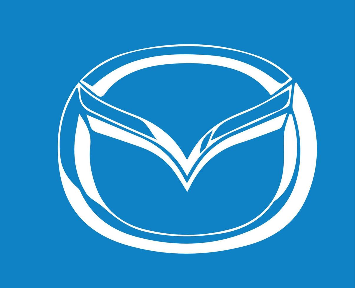 mazda varumärke logotyp symbol vit design japan bil bil vektor illustration med blå bakgrund