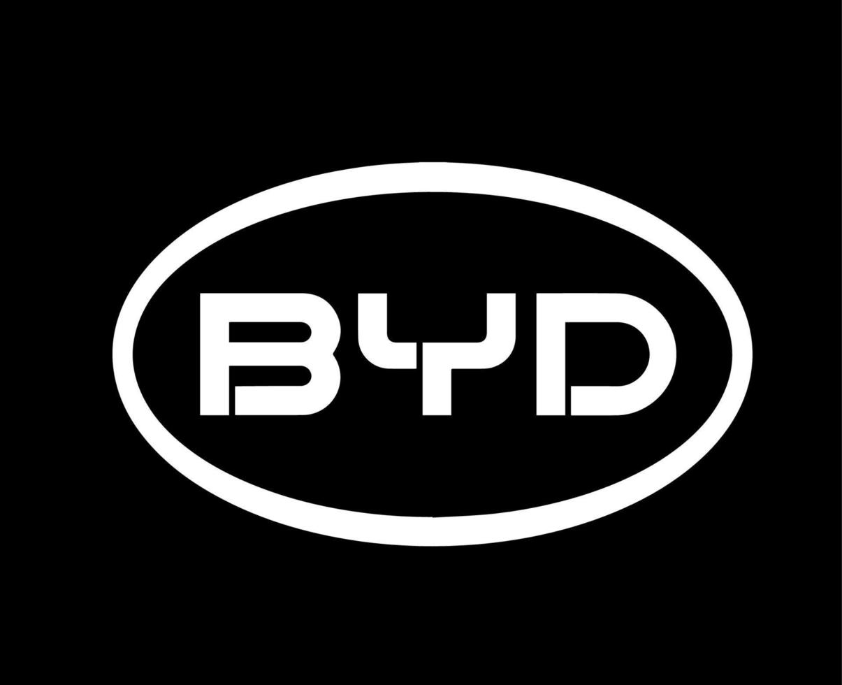 byd varumärke logotyp bil symbol vit design Kina bil vektor illustration med svart bakgrund