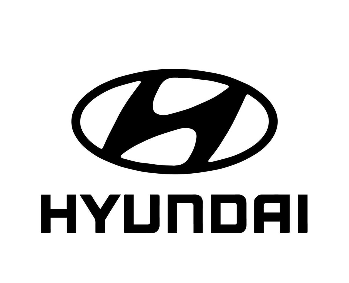 hyundai Logo Marke Symbol mit Name schwarz Design Süd Koreanisch Auto Automobil Vektor Illustration