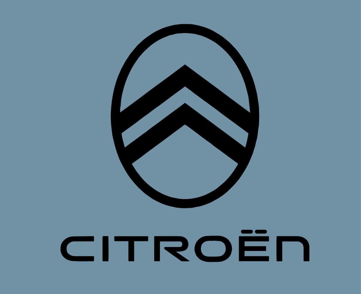 Citroen Marke Neu Logo Auto Symbol mit Name schwarz Design Französisch Automobil Vektor Illustration mit grau Hintergrund