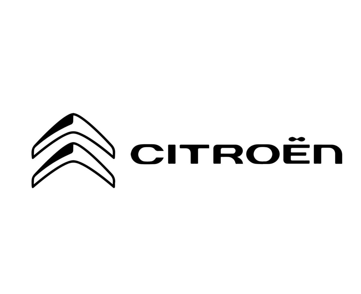 Citroen Logo Marke Symbol mit Name schwarz Design Französisch Auto Automobil Vektor Illustration