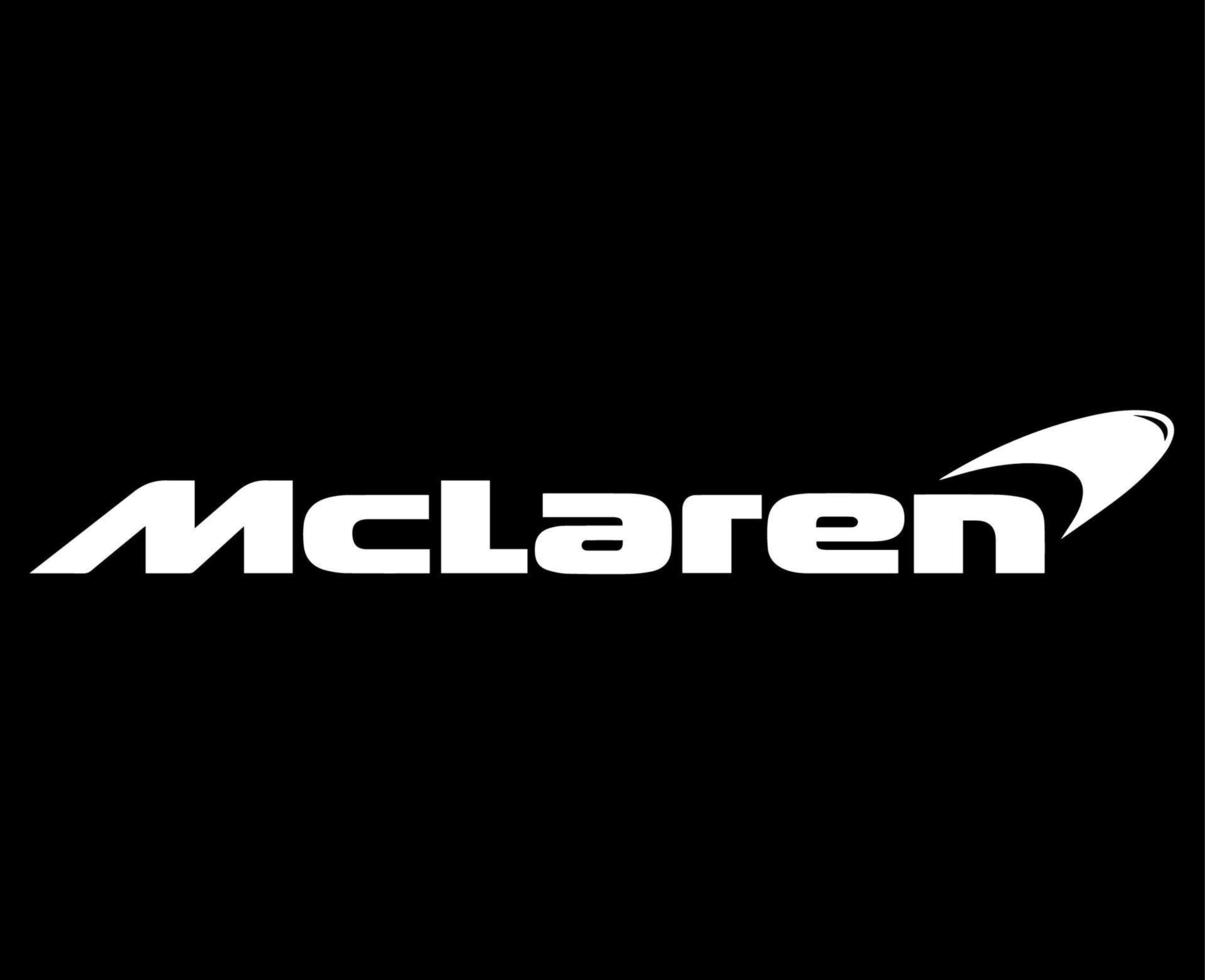 mclaren Marke Logo Auto Symbol Weiß Design britisch Automobil Vektor Illustration mit schwarz Hintergrund