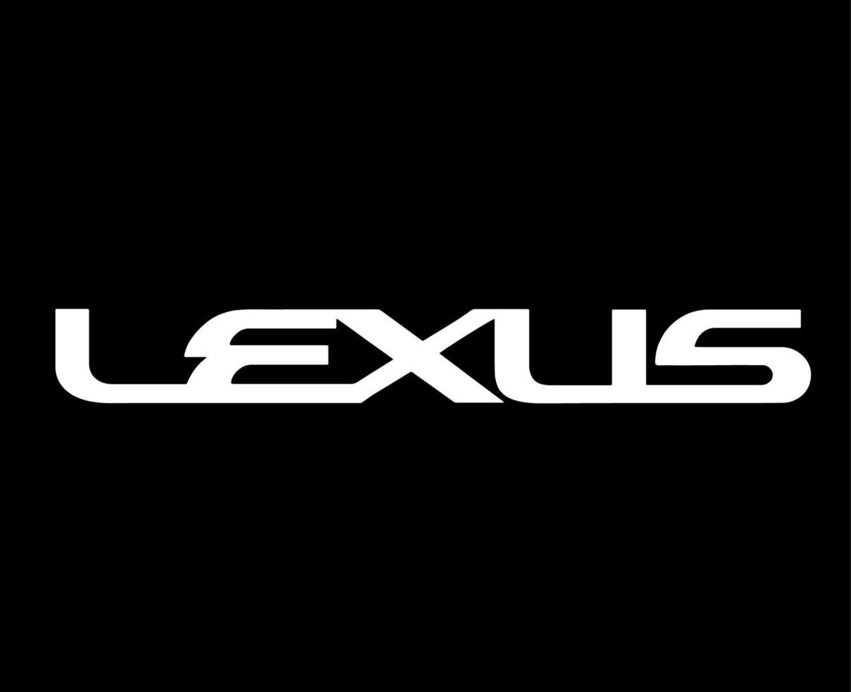 Lexus Marke Logo Auto Symbol Name Weiß Design Japan Automobil Vektor Illustration mit schwarz Hintergrund