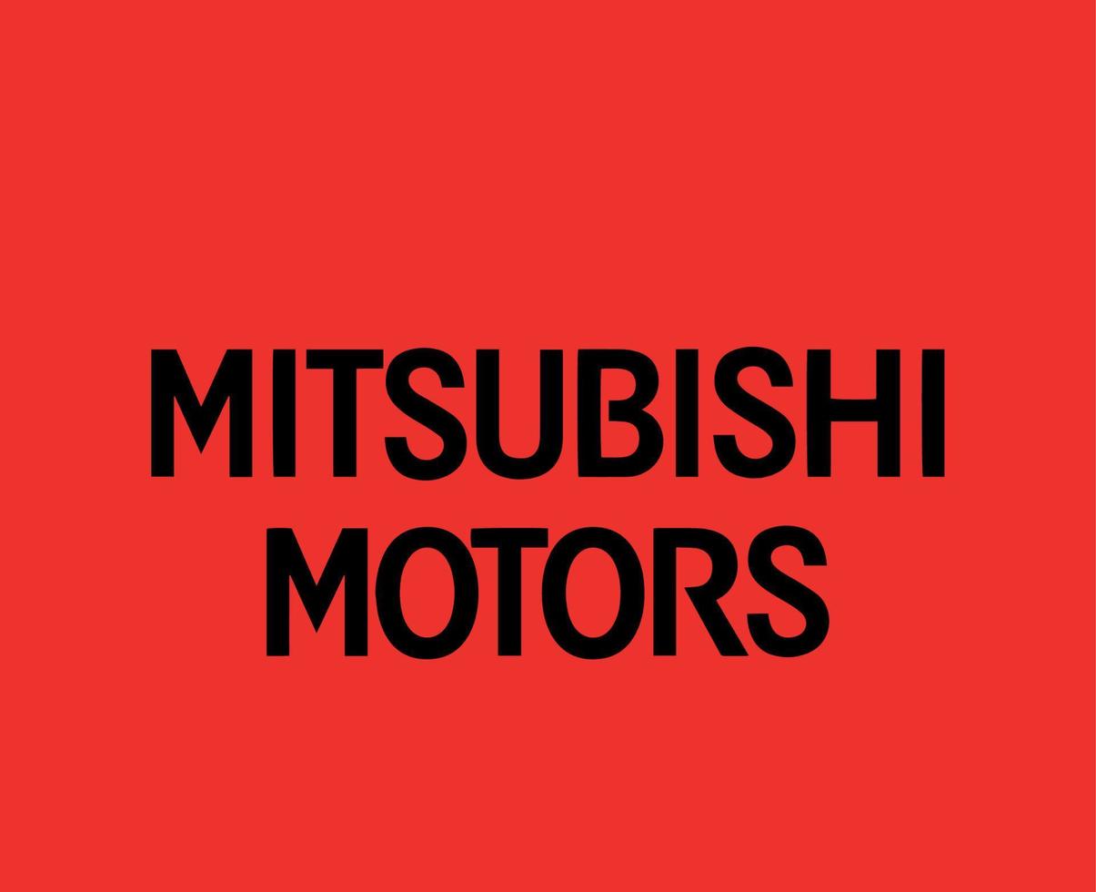 Mitsubishi Motoren Marke Logo Auto Symbol Name schwarz Design Japan Automobil Vektor Illustration mit rot Hintergrund