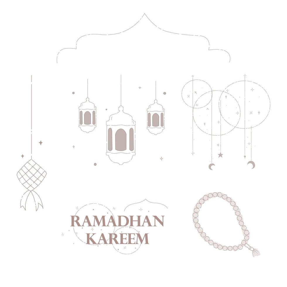 Ramadhan illustration packa - lykta, ornament vektor