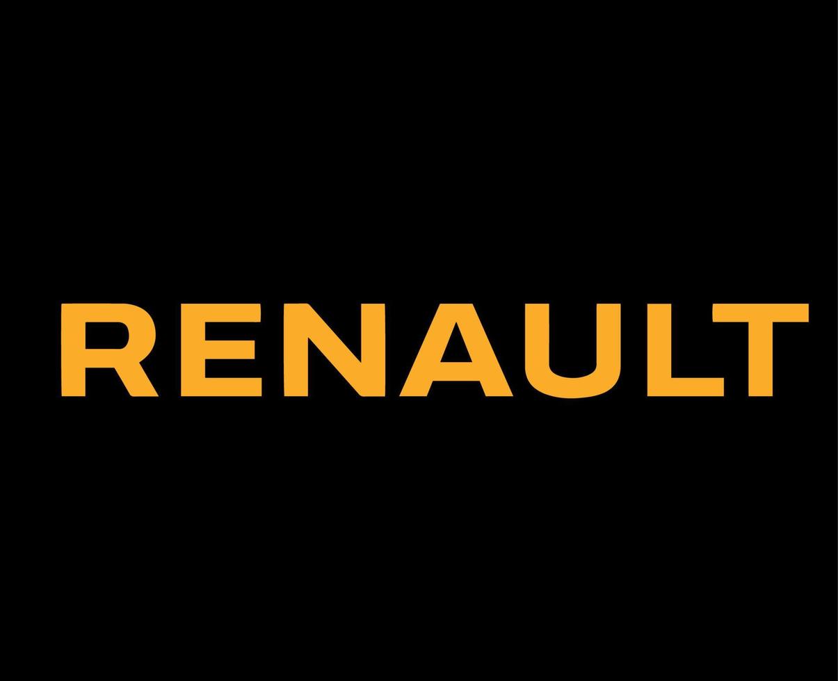 renault varumärke logotyp bil symbol namn gul design franska bil vektor illustration med svart bakgrund