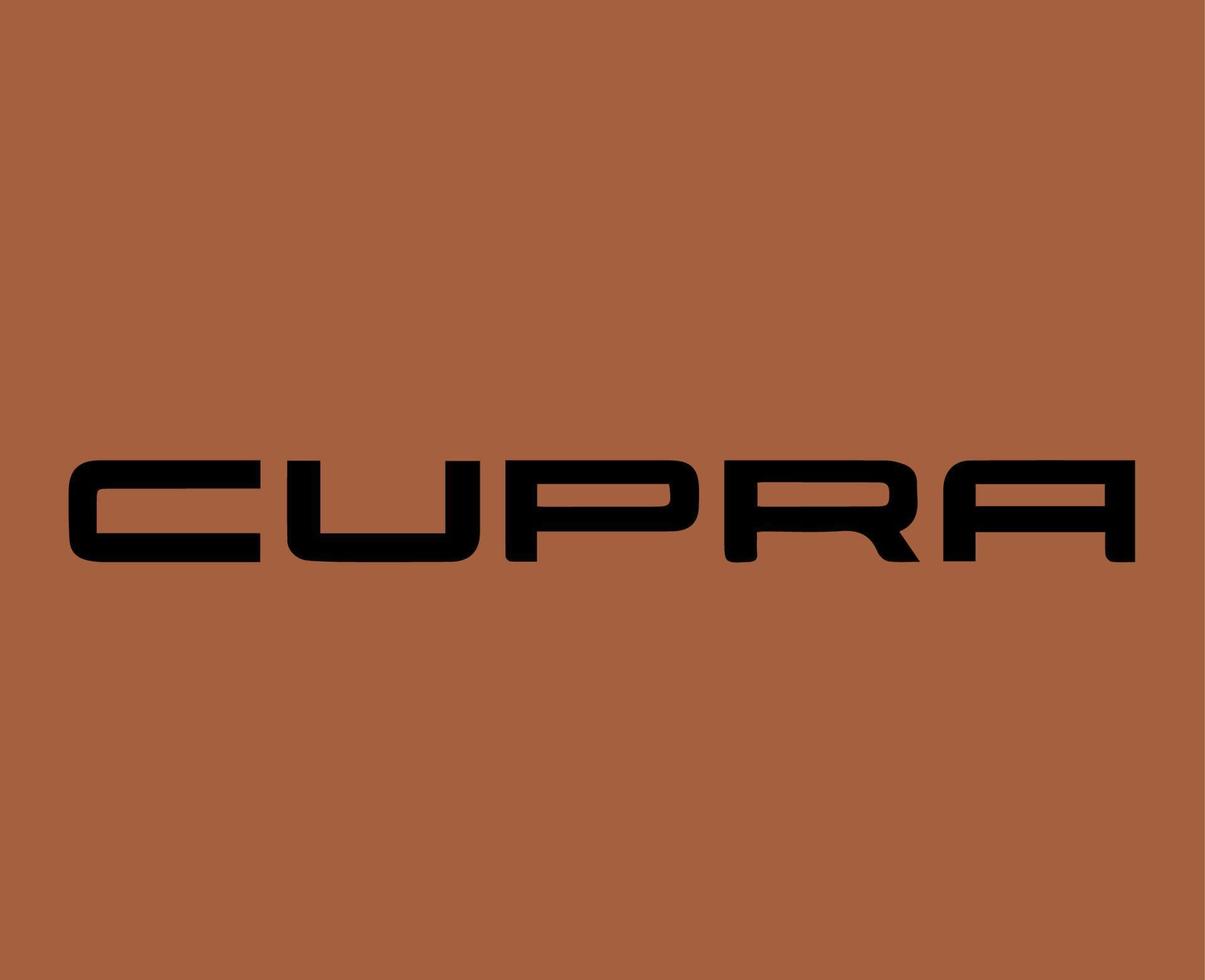 cupra varumärke logotyp bil symbol namn svart design spanska bil vektor illustration med brun bakgrund