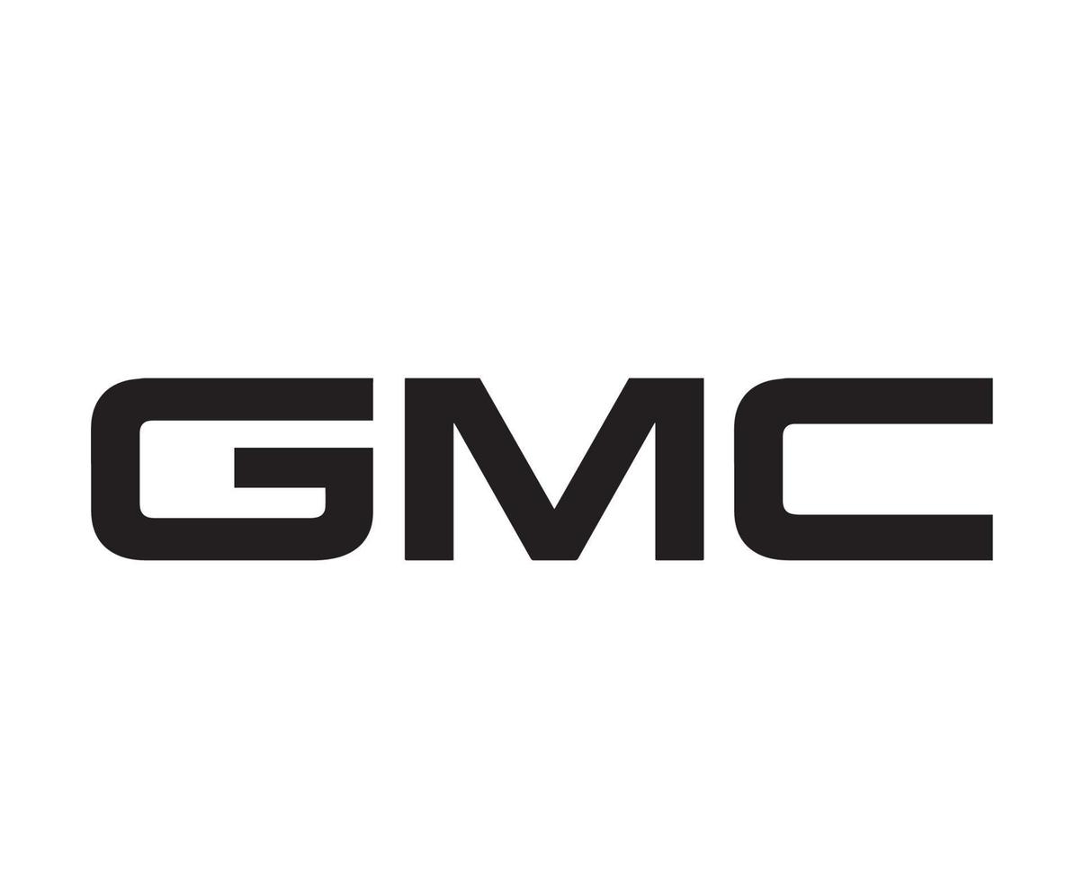 gmc varumärke logotyp symbol namn svart design USA bil bil vektor illustration