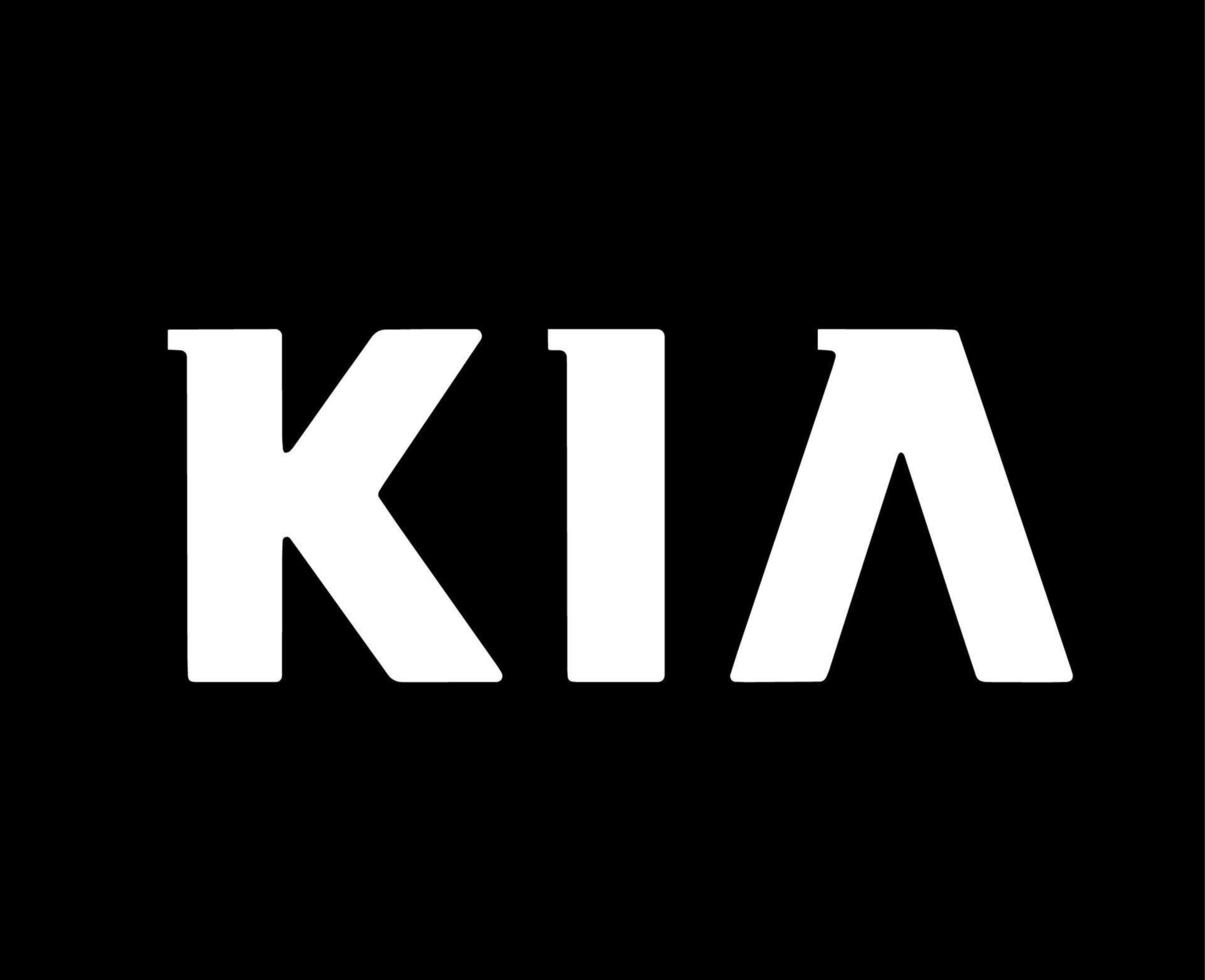 kia varumärke logotyp bil symbol namn vit design söder koreanska bil vektor illustration med svart bakgrund