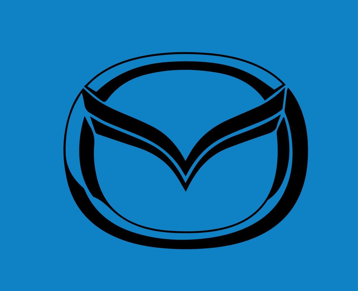 mazda logotyp varumärke bil symbol svart design japan bil vektor illustration med blå bakgrund