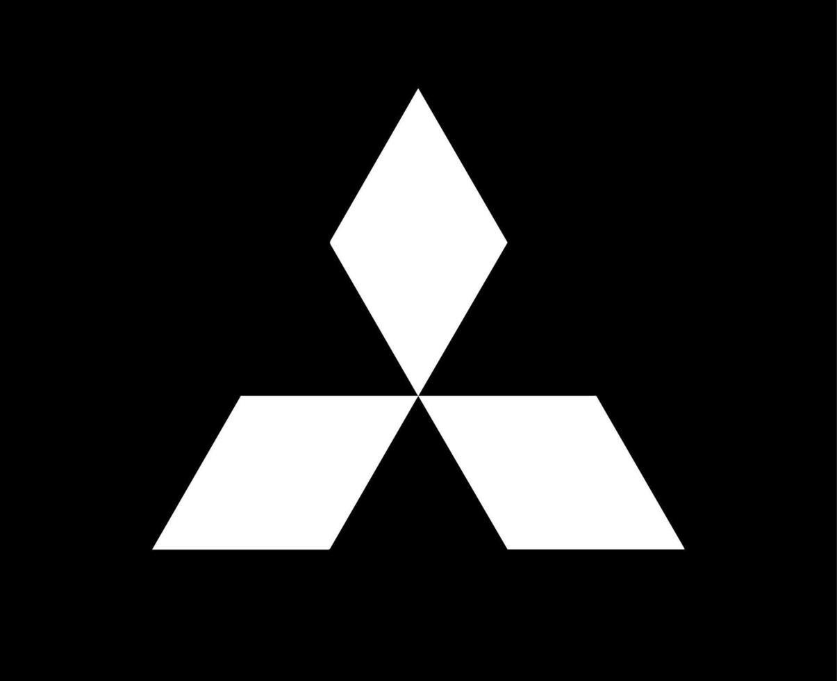 mitsubishi varumärke logotyp bil symbol vit design japan bil vektor illustration med svart bakgrund