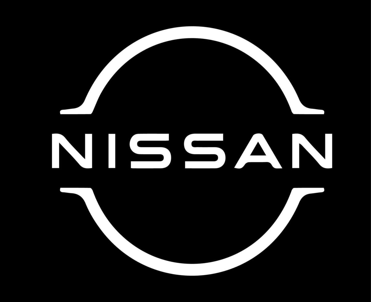 Nissan Marke Logo Auto Symbol Weiß Design Japan Automobil Vektor Illustration mit schwarz Hintergrund