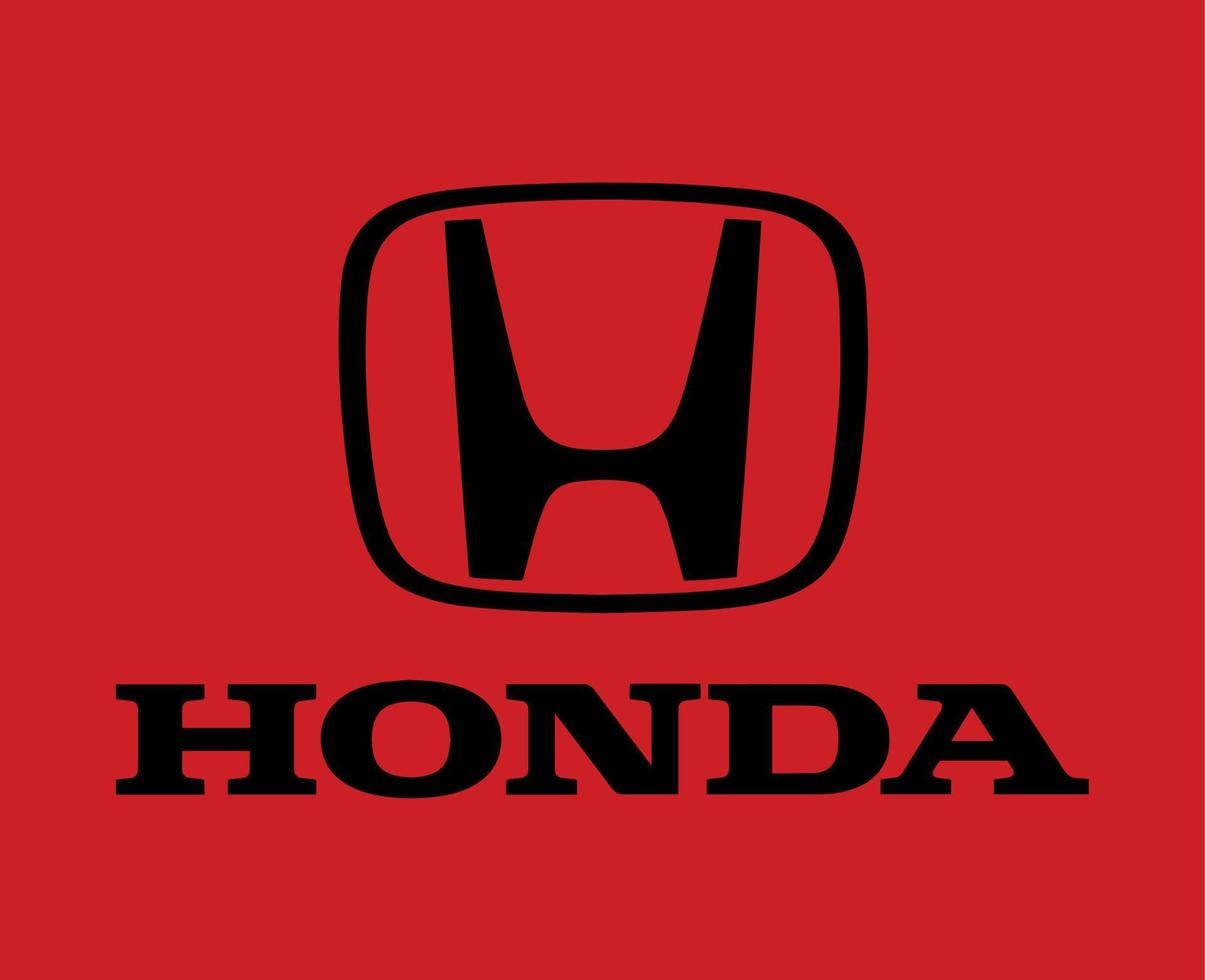 honda logotyp varumärke symbol med namn svart design japan bil bil vektor illustration med röd bakgrund