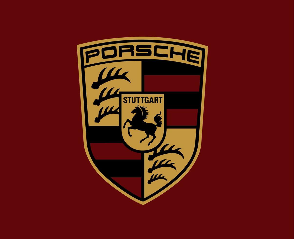 porsche logotyp varumärke bil symbol design tysk bil vektor illustration med röd bakgrund