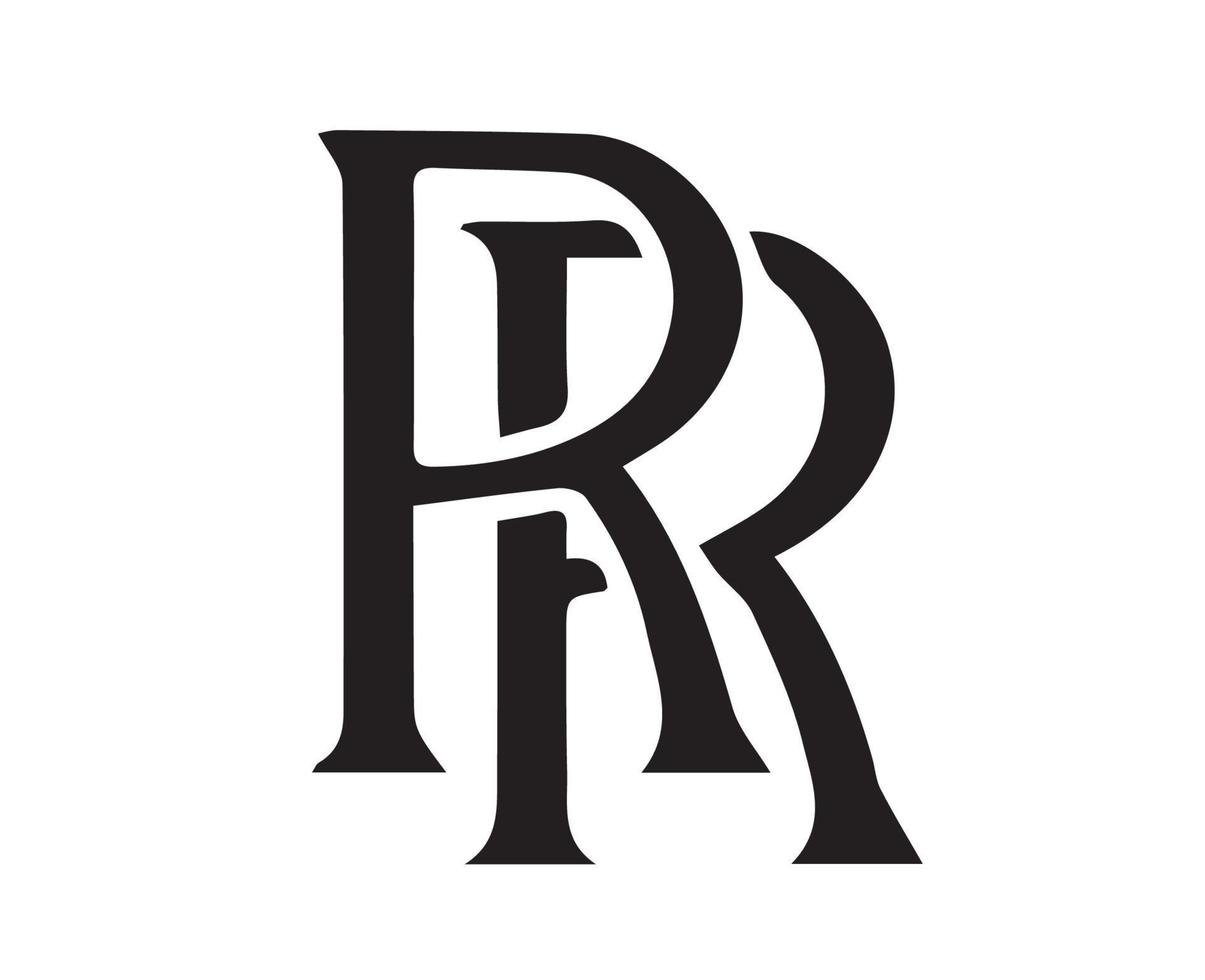 rullar royce varumärke logotyp bil symbol svart design brittiskt bil vektor illustration