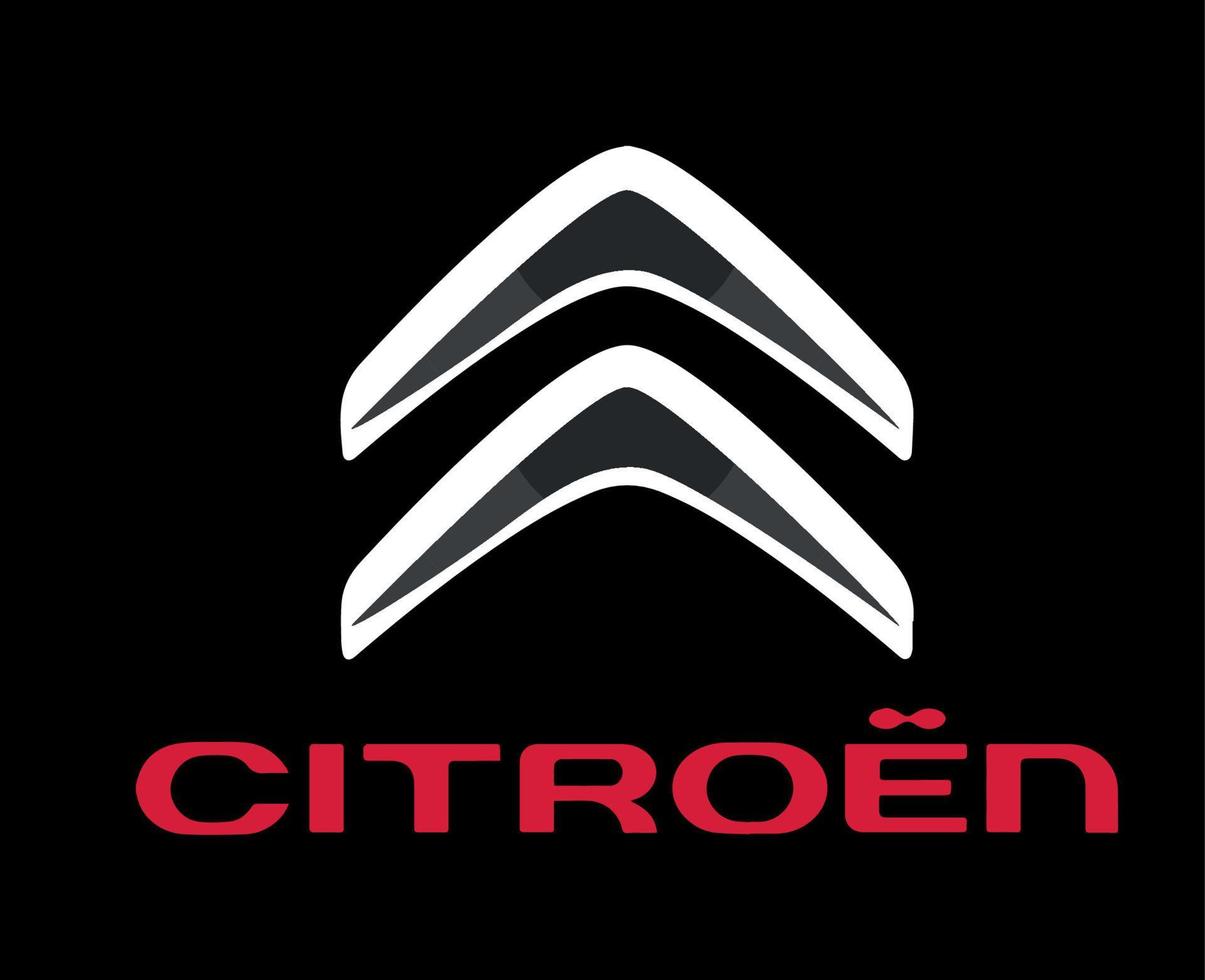 Citroen Marke Logo Auto Symbol mit Name Design Französisch Automobil Vektor Illustration mit schwarz Hintergrund