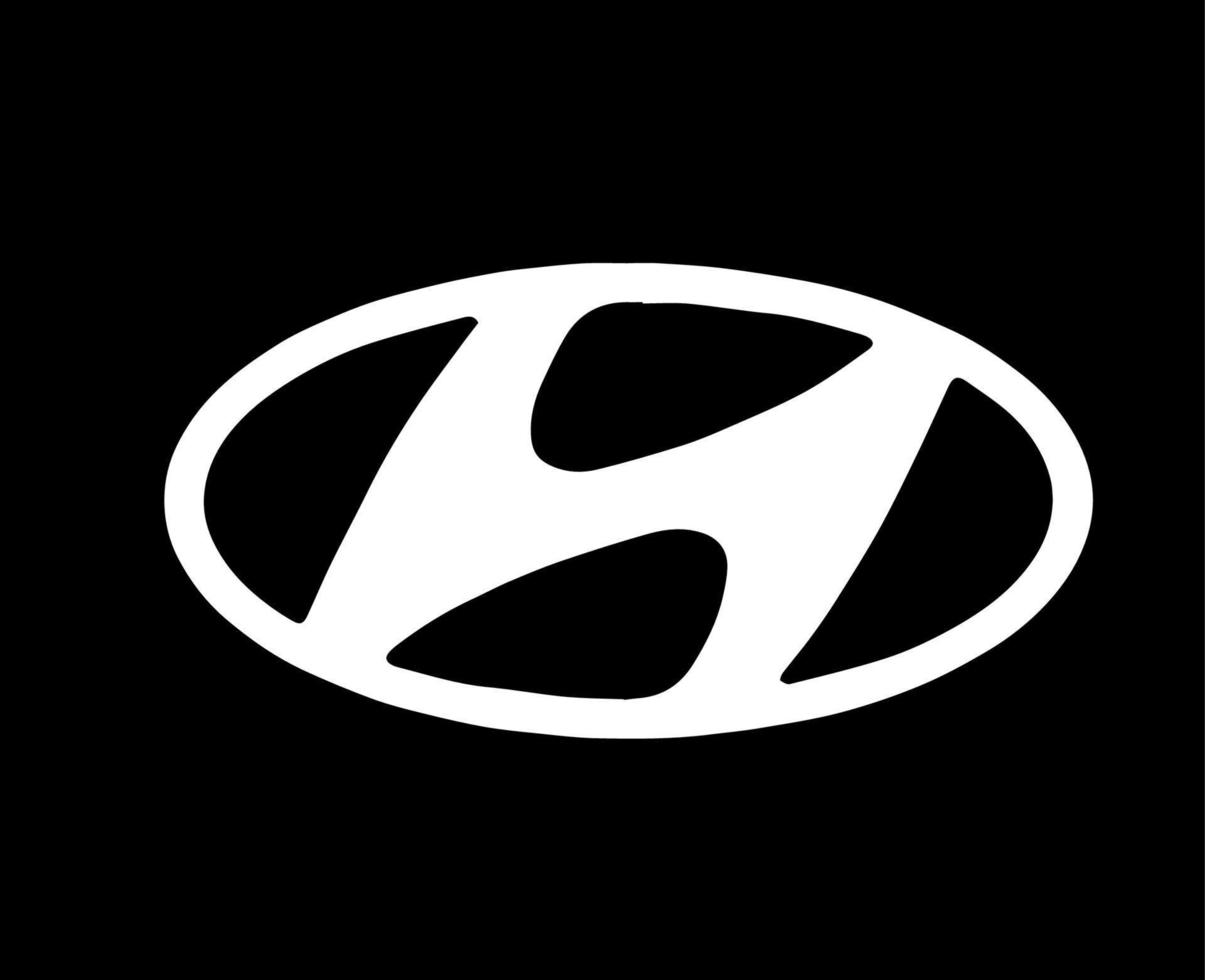 hyundai varumärke logotyp bil symbol vit design söder koreanska bil vektor illustration med svart bakgrund