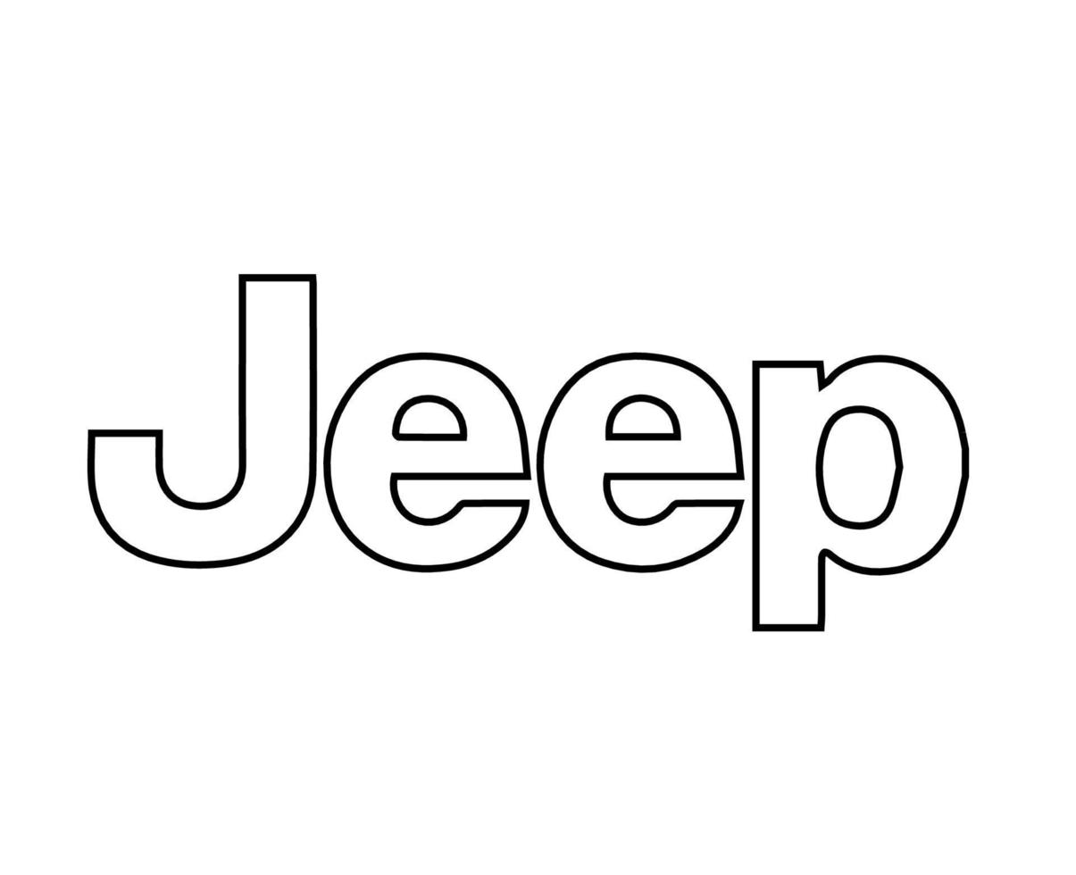 Jeep Marke Logo Auto Symbol Name schwarz Design USA Automobil Vektor Illustration